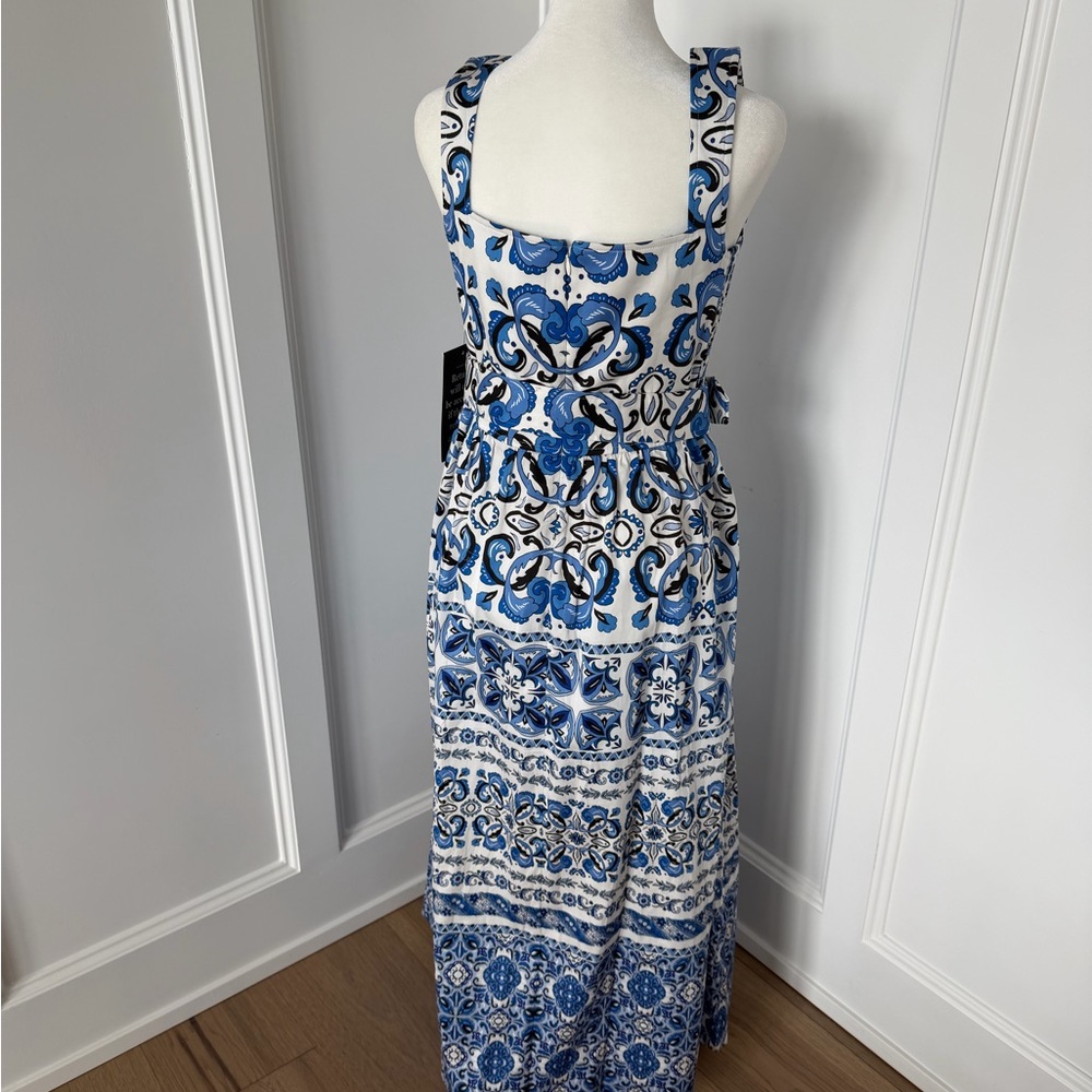 Tuckernuck White and Blue Printed Tiered Midi Dress - Picture 4 of 13
